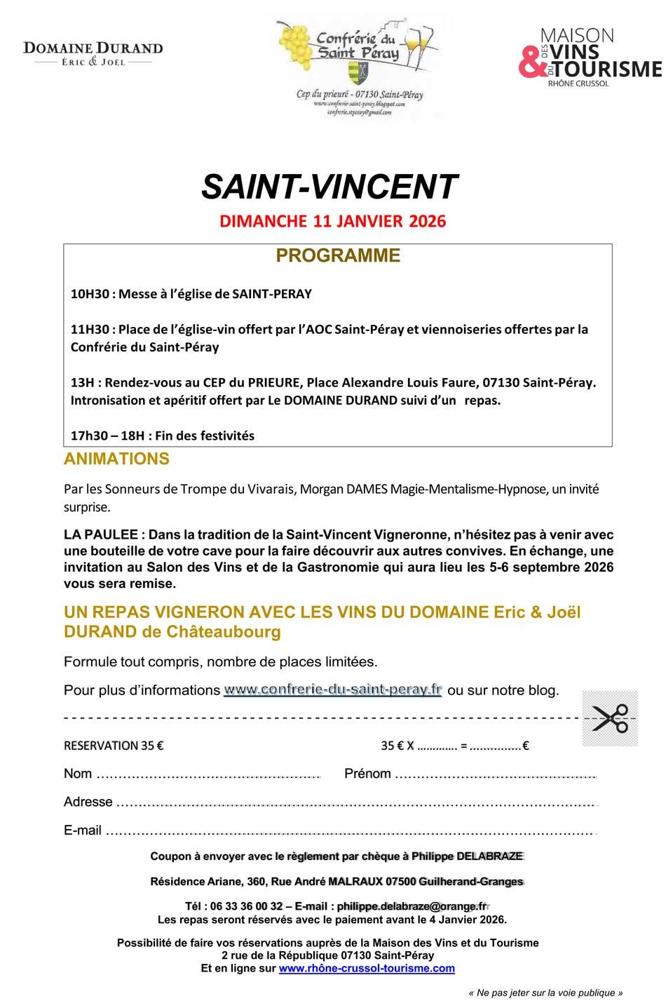 Feuille inscription saint vincent 2026